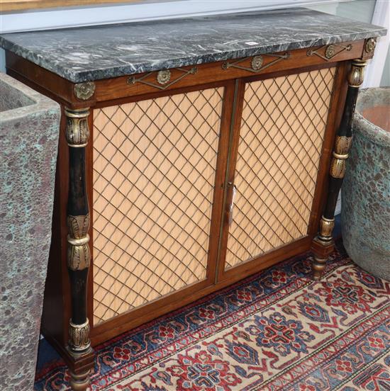 A Regency rosewood marble top chiffonier W.112cm